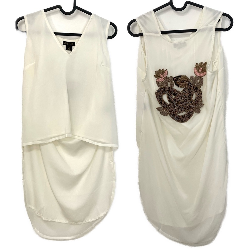 AS by DF- The Infinite High low embroidered snake tank top- small